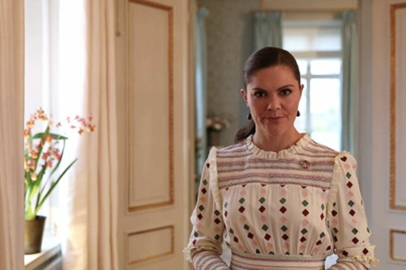 Kronprinsessan Victoria och hennes tack till Sveriges vårdpersonal. Kronprinsessan Victoria Haga slott Vårdgalan 2020