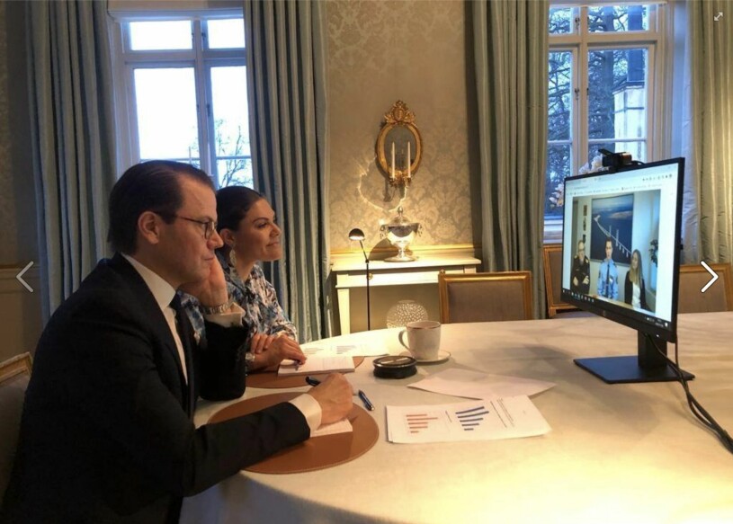 Videomöte på Haga, mitt i coronapaniken. I andra änden fanns Malmöpolisen. Kronprinsessan Victoria Prins Daniel Haga slott