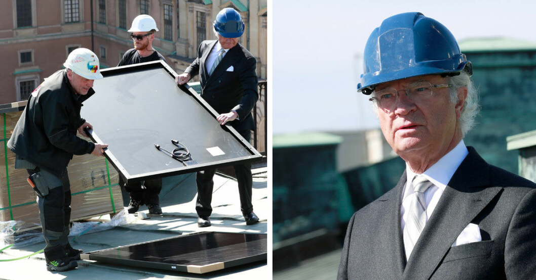 Kung Carl Gustaf monterade solceller på Kungliga slottets