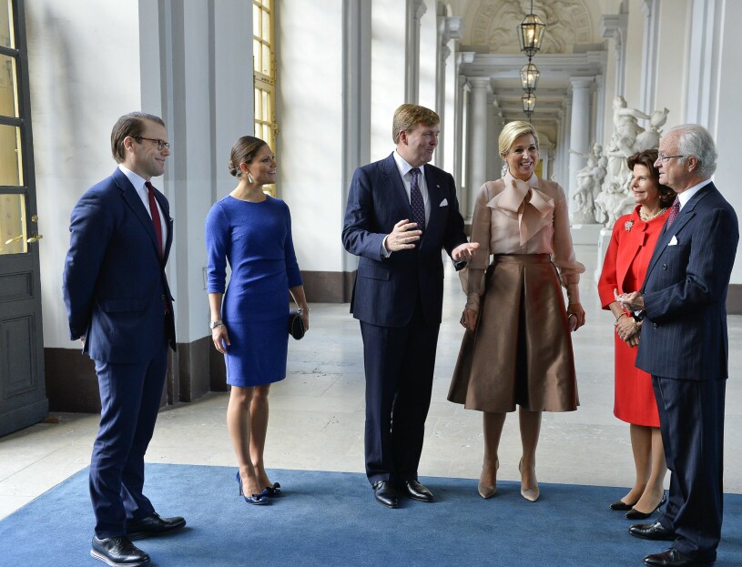 Kung Willem-Alexander och drottning Máxima på besök hos svenska kungafamiljen. Kung Willem-Alexander Drottning Máxima Prins Daniel Kronprinsessan Victoria Drottning Silvia Kungen