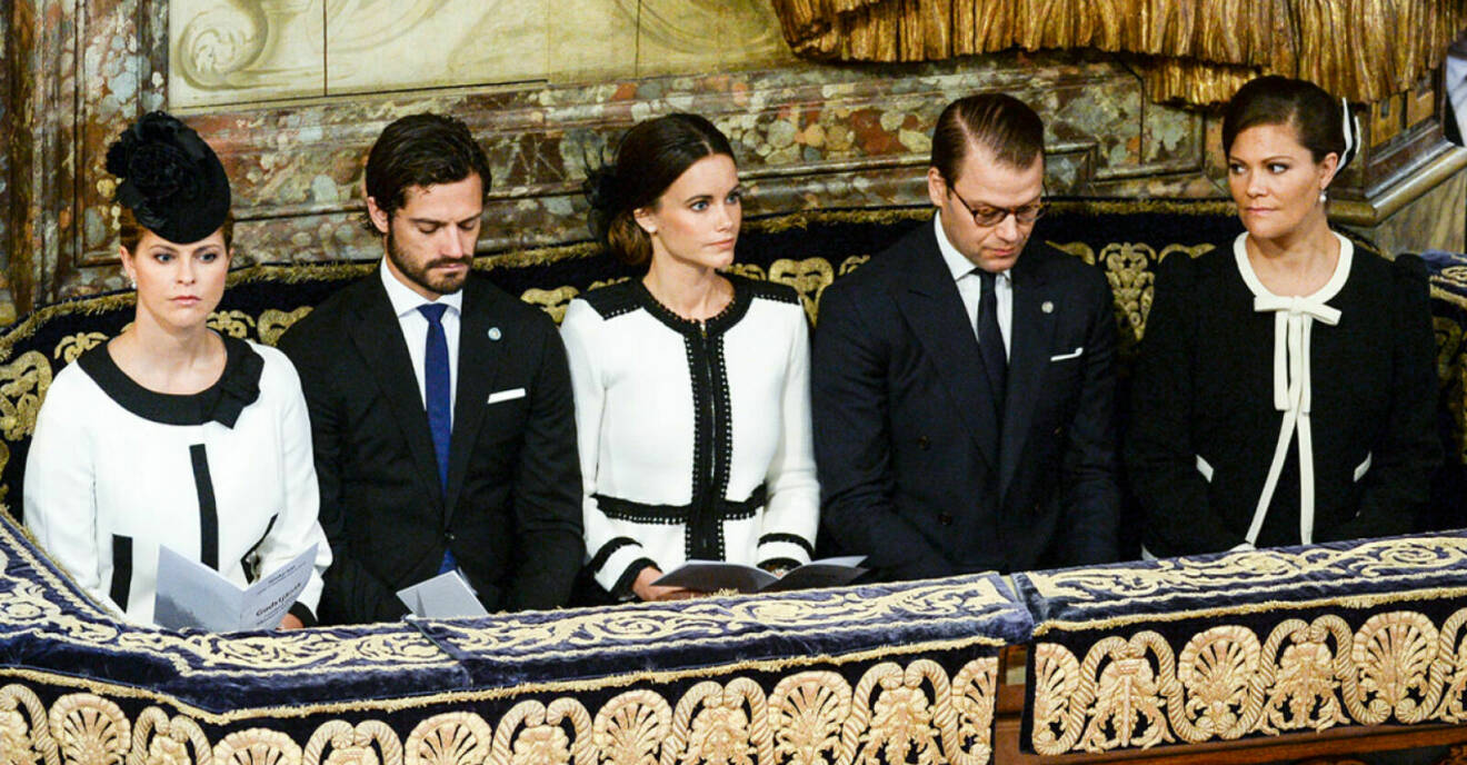 Prinsessan Madeleine, prins Carl Philip, prinsessan Sofia, prins Daniel och kronprinsessan Victoria