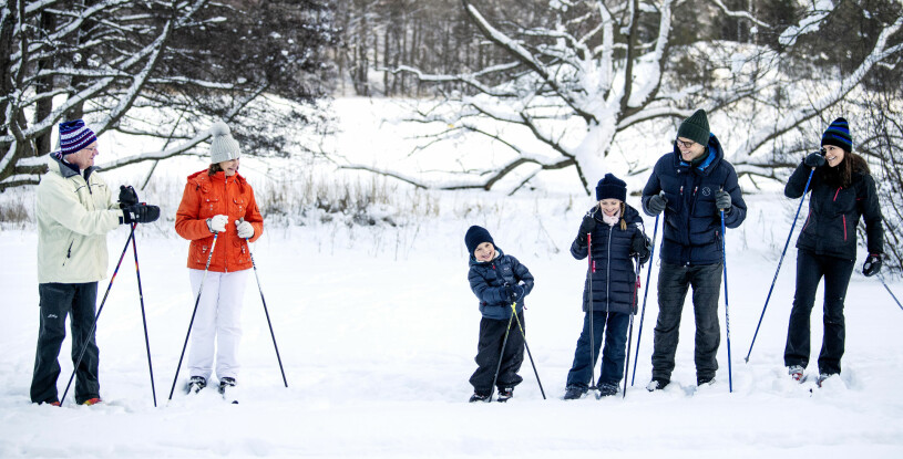 Kungaparet Kungen Drottningen Prins Oscar Prinsessan Estelle Prins Daniel Kronprinsessan Victoria Åker Skidor Drottningholm