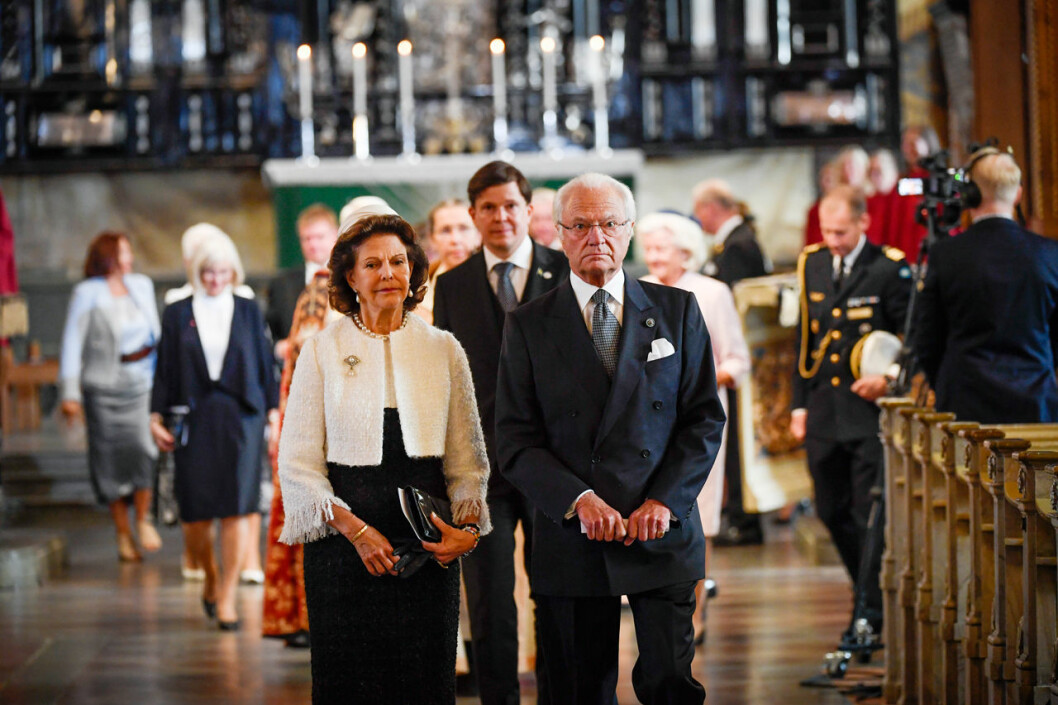 Kungaparet i Storkyrkan i samband med riksmötets öppnande 2020