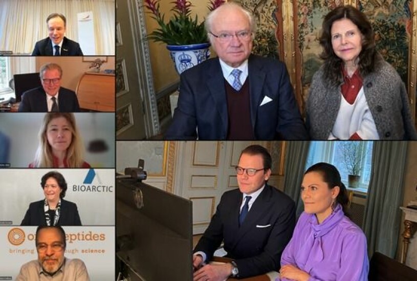 Fint att se drottningen tillbaka igen! Kungen Drottning Silvia Kronprinsessan Victoria Prins Daniel Möte Videomöte Läkemedelsbolagen