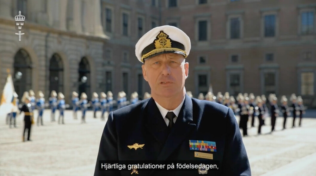 Överkommendant Jan Thörnqvist. Kungens födelsedag 2020 firas av Försvarsmakten.