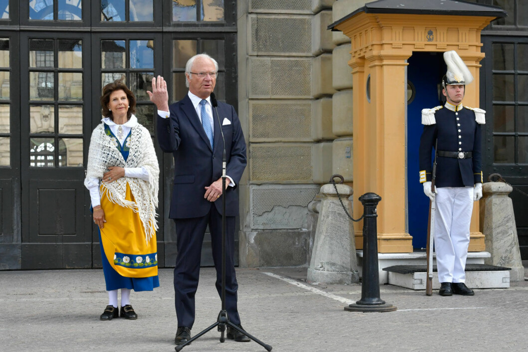 Kungen vid nationaldagsfirandet Öppet slott 2018.