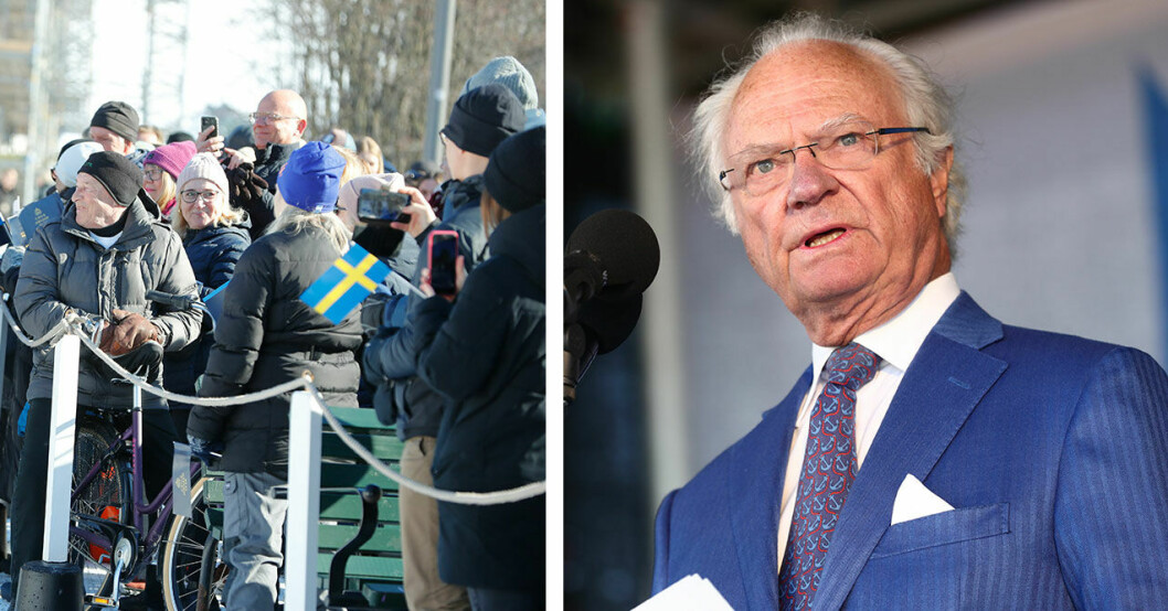 Många hade samlats för att lyssna på kungens tal. Kungen
