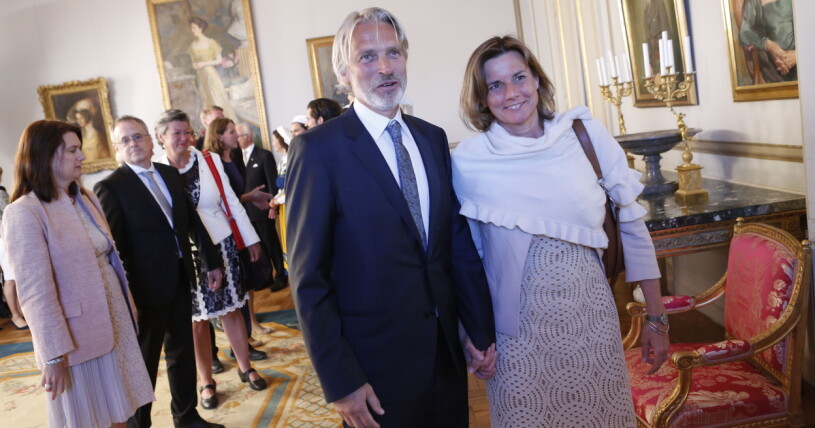 Lasse Nilsson och Isabella Lövin på nationaldagsmottagningen på Stockholms slott, 2016. Lasse Nilsson och Isabella Lövin