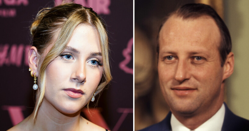 Prinsessan Leah jämsides morfar kung Harald som ung – visst är de lika? Till vänster prinsessan Leah, till höger kung Harald som ung