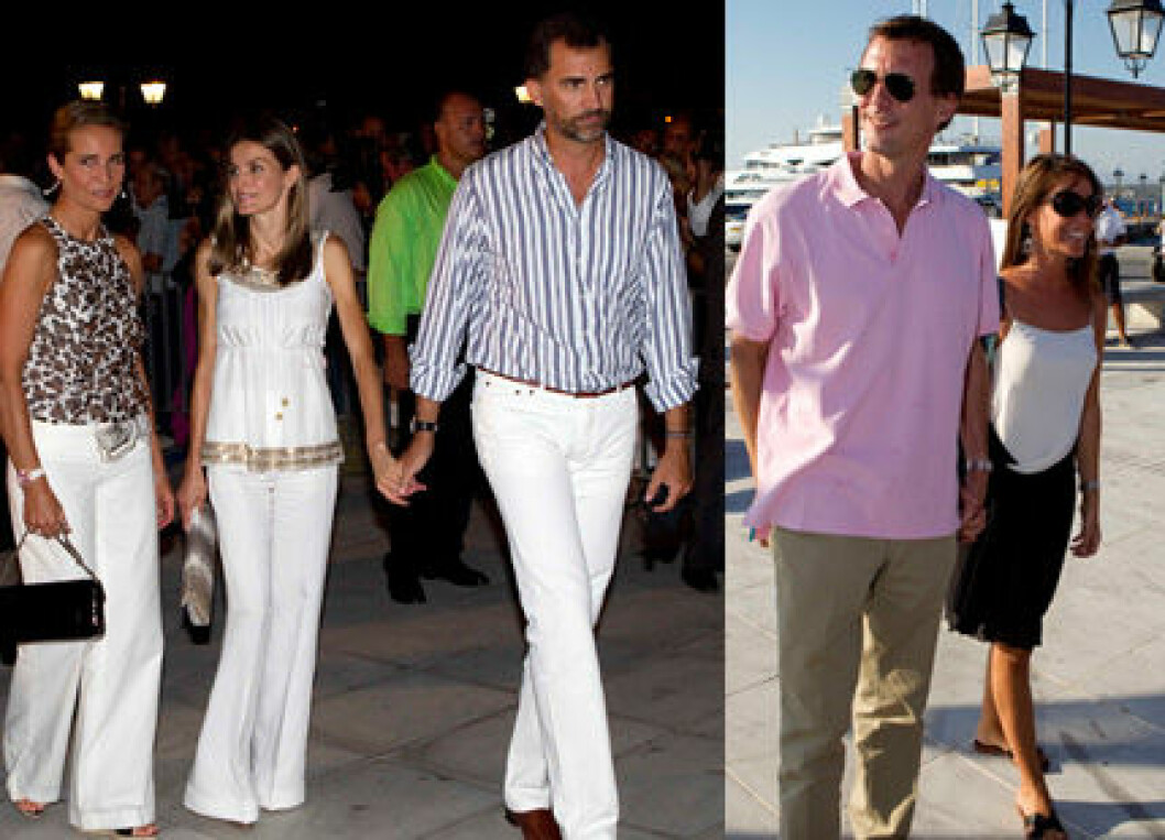 Spanska prinsessan Elena med kronprinsessan Letizia och kronprins Félipe. Danmarks prins Joachim höll sin prinsessa kärt i hand. Spanska prinsessan Elena med kronprinsessan Letizia och kronprins Félipe. Danmarks prins Joachim höll sin prinsessa kärt i hand.