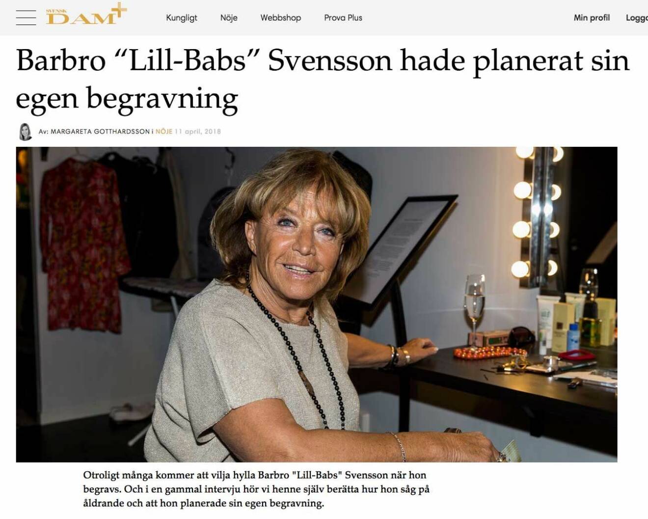 Barbro “Lill-Babs” Svensson hade planerat sin egen begravning