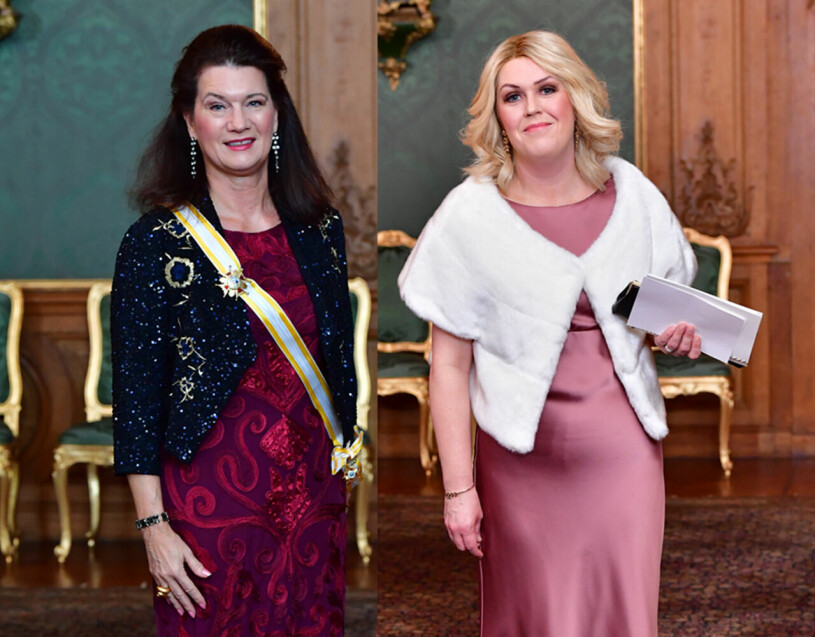 För socialminister Lena Hallengren har detta varit en heldag med kungafamiljen, hon har deltagit i statsbesöket ända sedan i förmiddags. Här med utrikesminister Ann Linde. Ann Linde Lena Hallengren Statsbesök Galamiddag