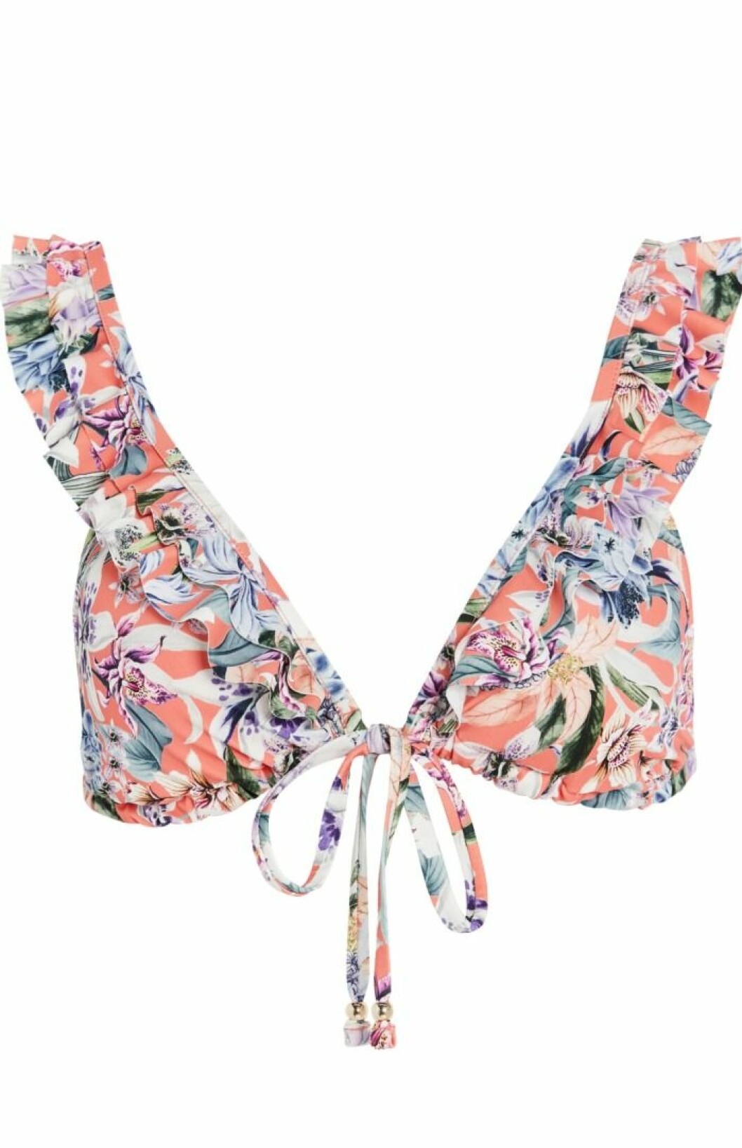 Lindex och By Malinas sommarkollektion – mönstrad bikiniöverdel med volanger