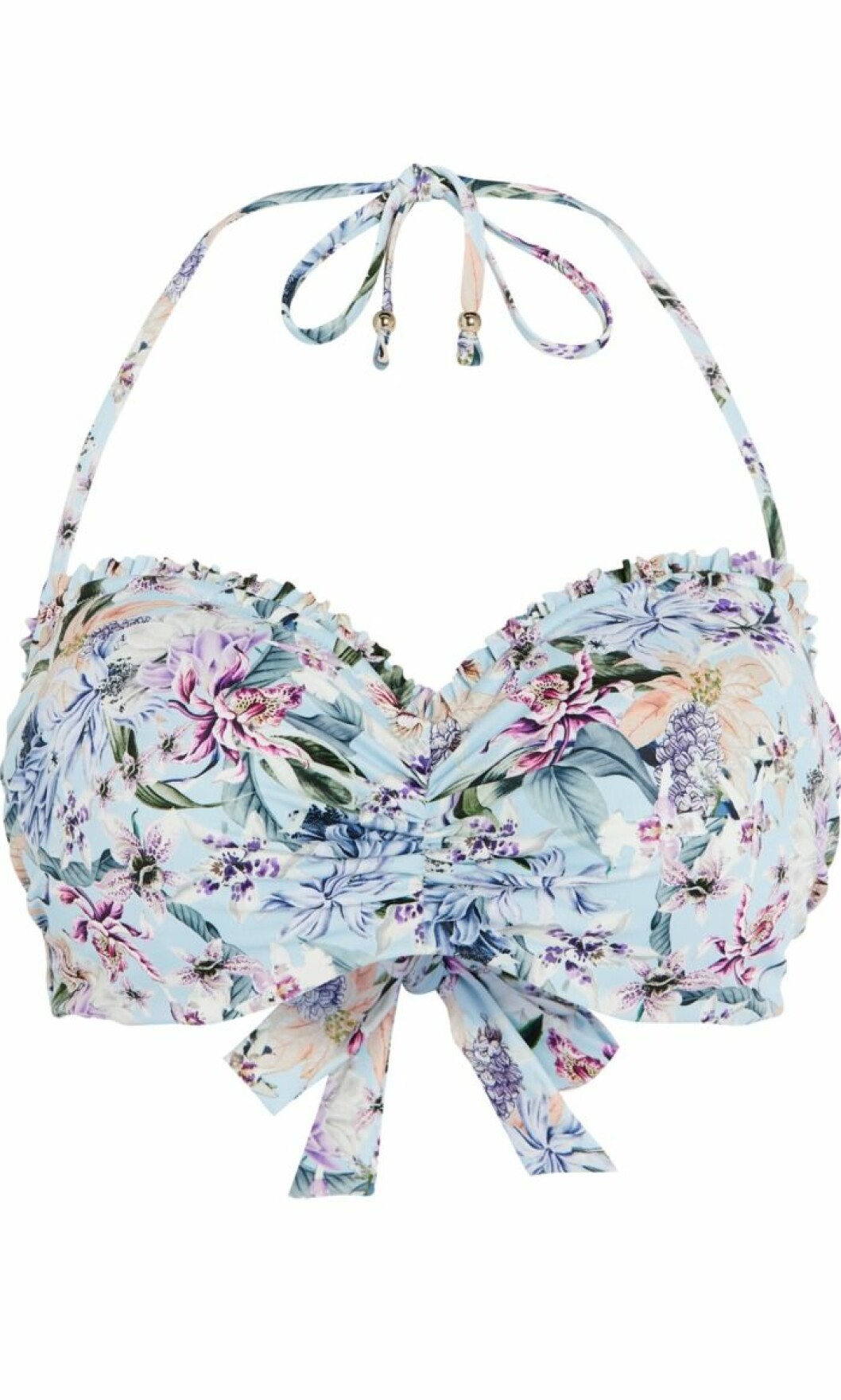 Lindex och By Malinas sommarkollektion – mönstrad bikiniöverdel i blått i större storlek