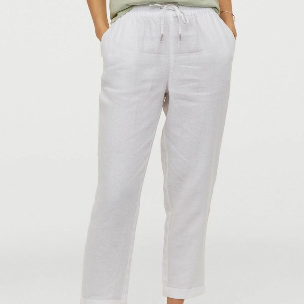 Vita joggers i linne från h&M