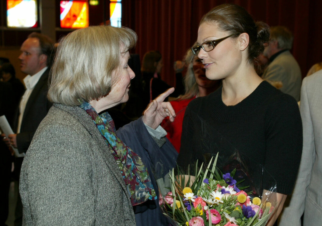 Lisbeth Palme och kronprinsessan Victoria träffades vid Fryshuset 2005. Kronprinsessan Victoria och Lisbet Palme vid Fryshuset 2005.