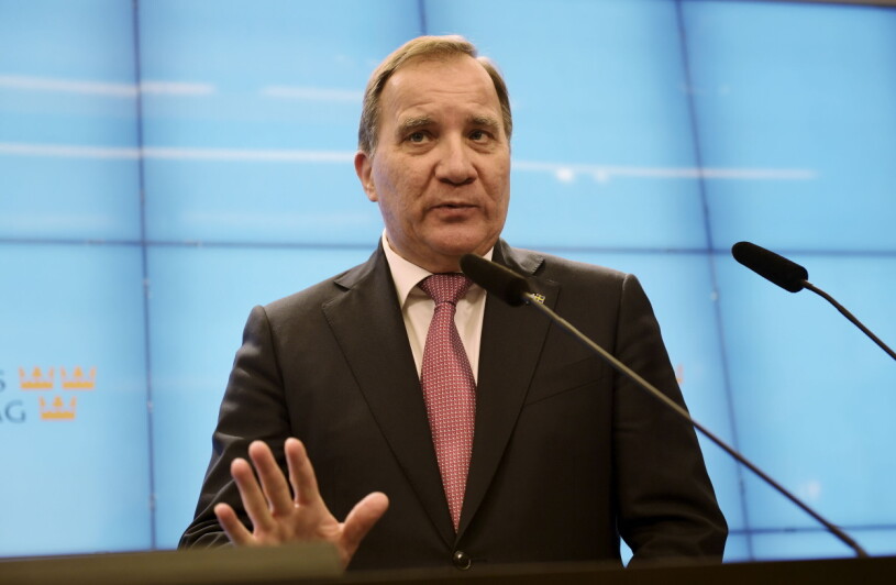 Löfven som vi är vana att se honom, här på en pressträff efter att han lämnat in sin avskedsansökan.