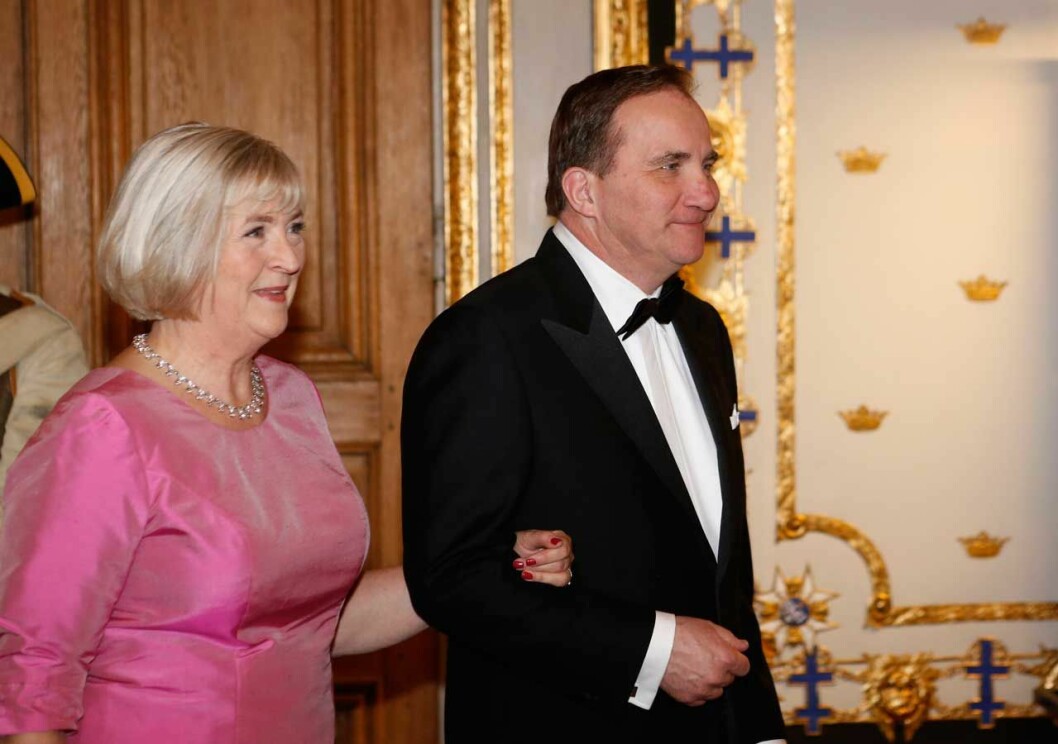 Statsministern får gå utan Ulla. Stefan och Ulla Löfven på slottet.