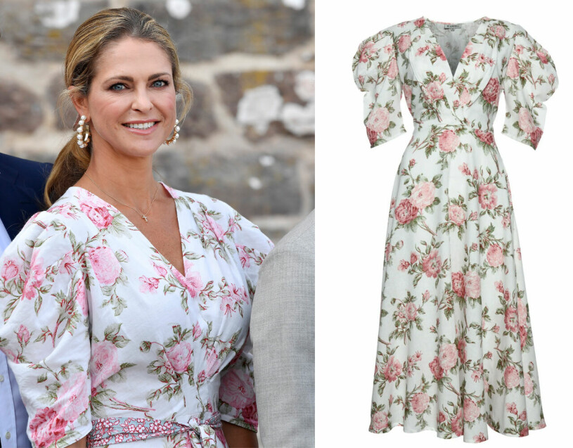 Prinsessan Madeleine och hennes rosenklänning. Prinsessan Madeleine i rosenmönstrad linneklänning från D’Ascoli