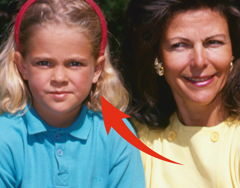 Madeleine med sina örhängen – drottning Silvia lät henne göra hål redan som sjuåring. Prinsessan Madeleine sju år 1989, redan med hål i öronen