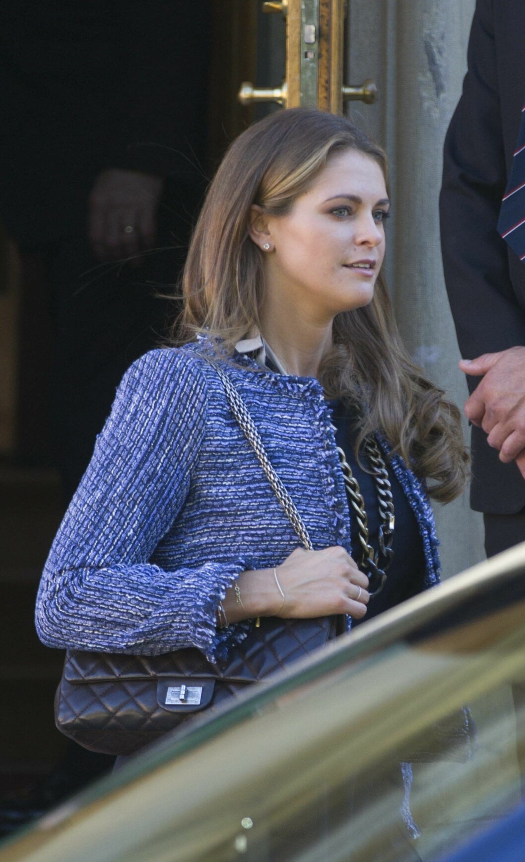 Prinsessan Madeleine iförd en av sina många dräktjackor. Madeleine