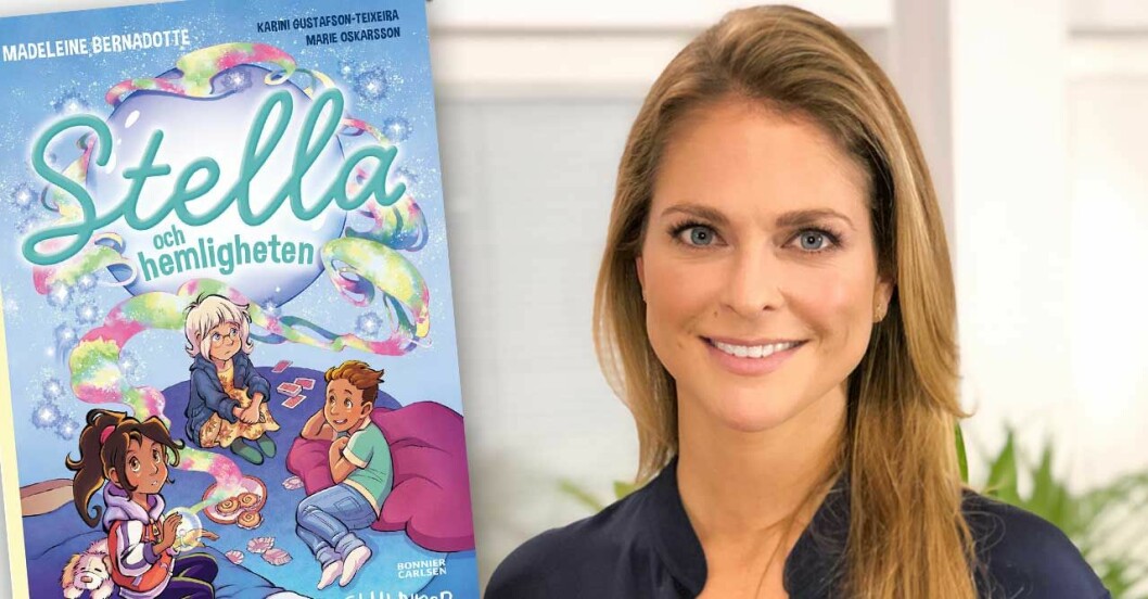 Omslaget är det enda vi har fått se, än så länge. Stella och hemligheten ges ut av Bonnier Carlsen, i samarbete med World Childhood Foundation, och målgruppen är barn i lågstadieåldern. Vid sin sida prinsessan Madeleine haft goda vännen Karini Gustafson-Teixiera, barnboksförfattaren Marie Oskarsson som hjälpt till med texten och illustratören Stina Lövkvist som har skapat bilderna. Prinsessan Madeleines barnbok Stella och hemligheten som ges ut av Bonnier Carlsen, i samarbete med World Childhood Foundation. Bakom boken står prinsessan Madeleine, Karini Gustafson-Teixiera, Marie Oskarsson samt illustratören Stina Lövkvist.