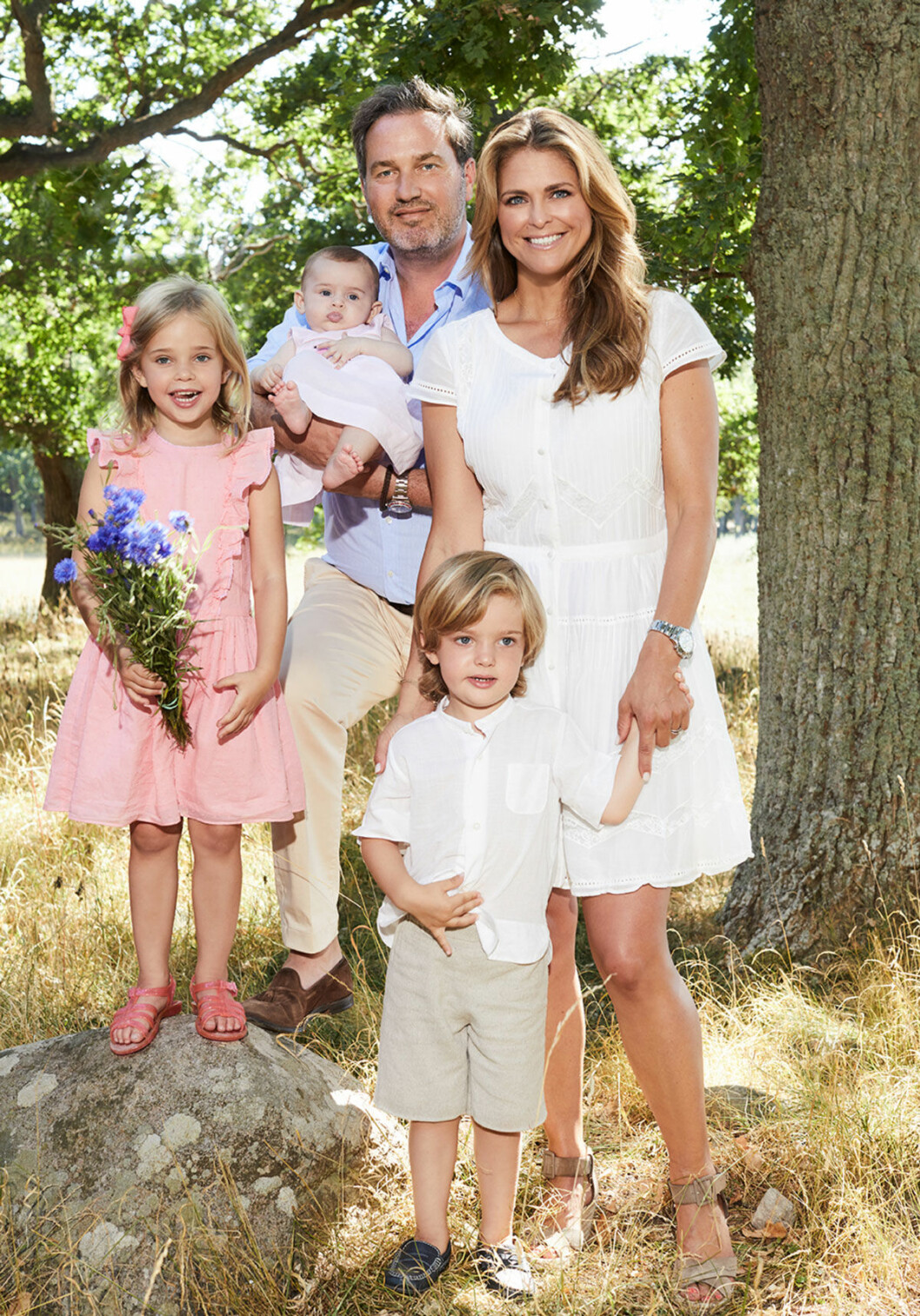 Prinsessan Madeleine och Chris O'Neill samt barnen Leonore, Nicolas och Adrienne.