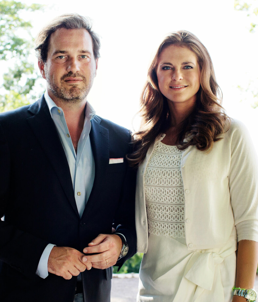 När den här bilden togs att de precis kommit hem från bröllopsresan, och prinsessan Madeleine var gravid med Leonore. Prinsessan Madeleine och Chris O’Neill på Solliden 2013.