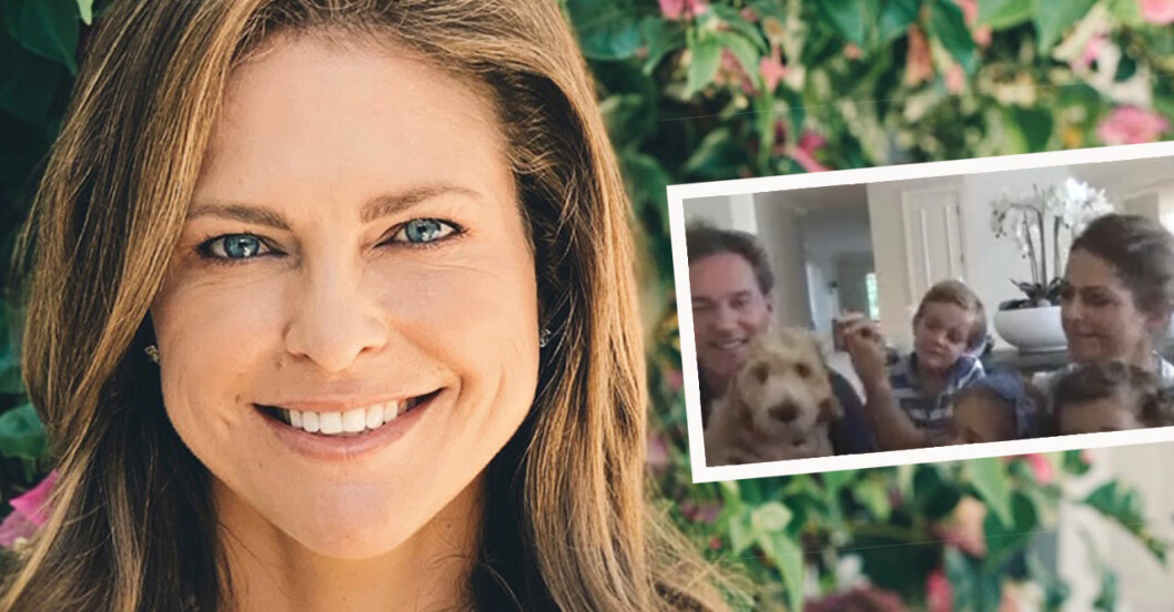 På lilla bilden ser du kungliga Miami-hunden som valp. Prinsessan Madeleine med familjen och hunden Teddy.