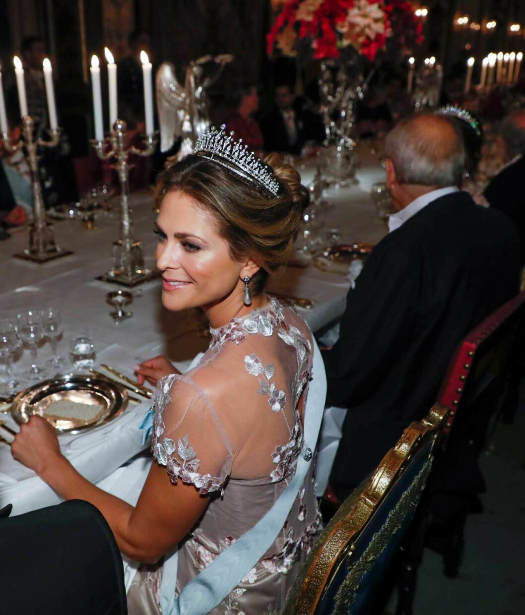Prinsessan Madeleine på kungens Nobelmiddag 2019.