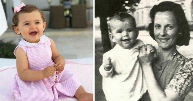 Redan när Adrienne var liten kunde man se hur lik hon är mormor Silvia. Prinsessan Adrienne och drottning Silvia