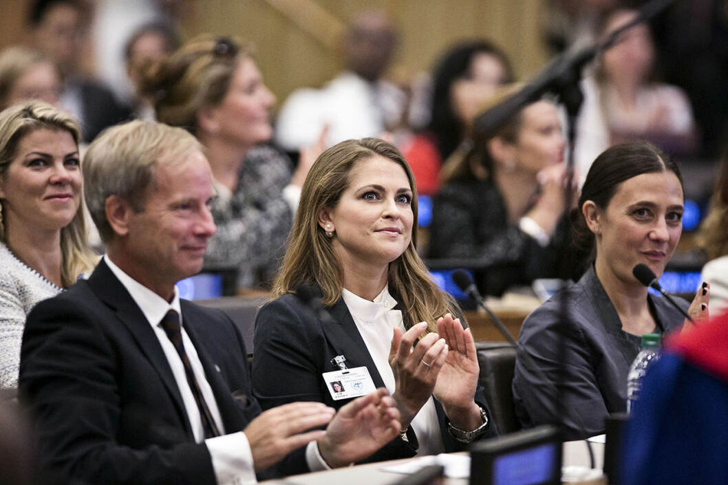 Bilden är tagen 2016, när prinsessan Madeleine deltog vid ett seminarium i FN huset i New York. Bilden är tagen 2016, när Madeleine deltog vid ett seminarium i FN huset i New York.