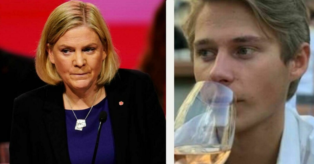 Magdalena Anderssons son Björn blev irriterad. Magdalena Andersson och Björn Friberg