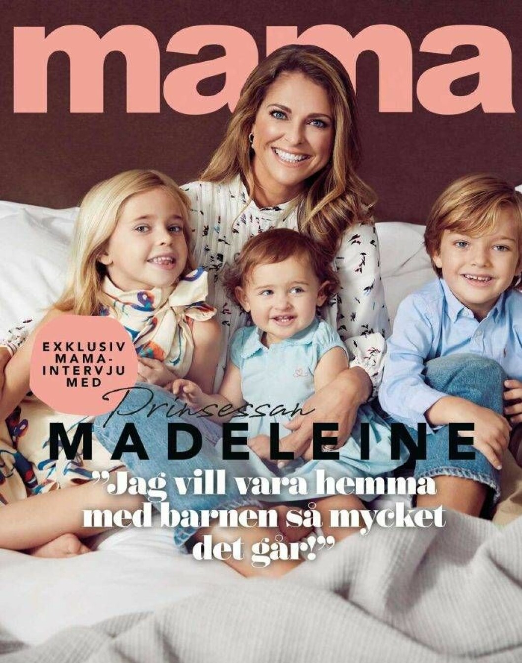 ”Årets intervju”. Madeleine på omslaget av Mama. Stylingen är gjord av Malin Rudén. Mama med Madeleine på omslaget
