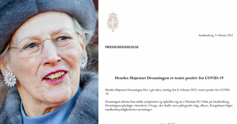 Drottning Margrethe är sjuk i covid-19 meddelade hovet under onsdagen. Drottning Margrethe sjuk i covid-19
