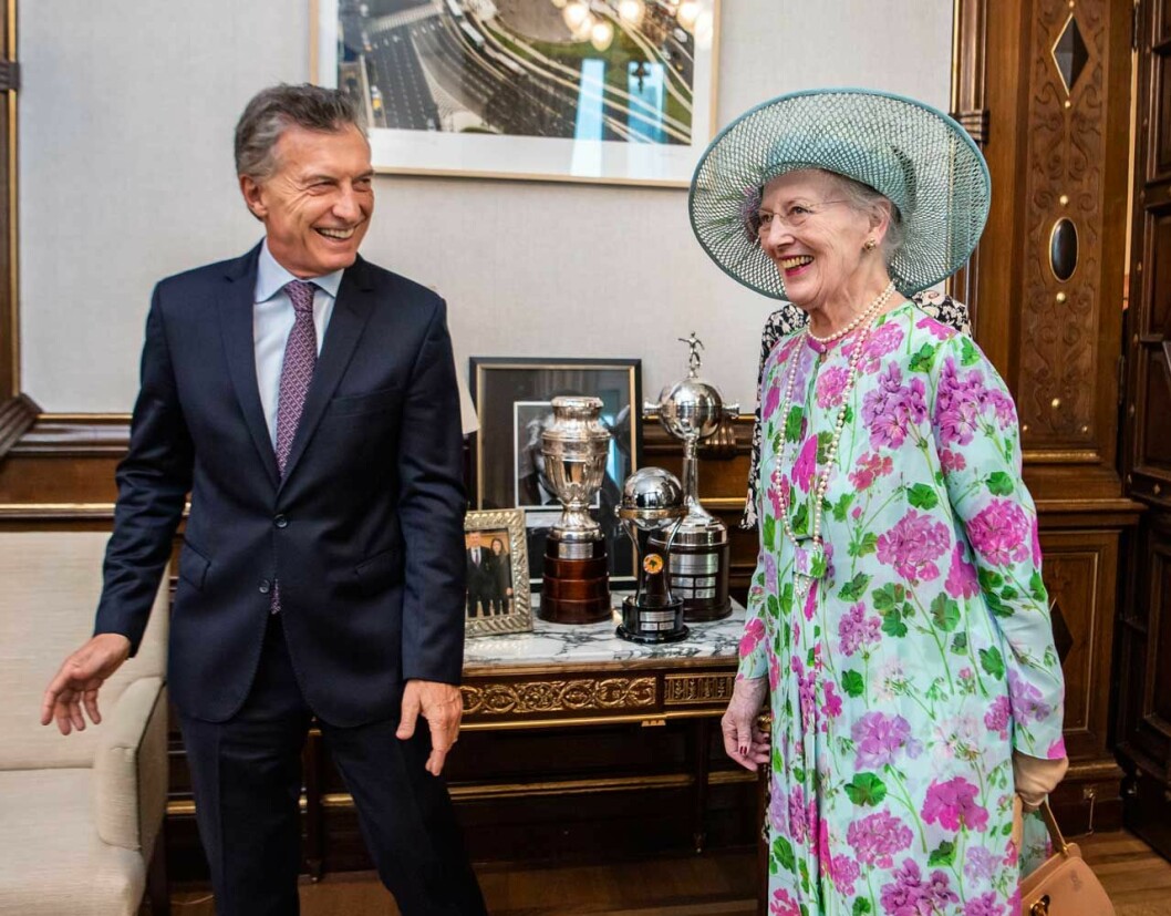 President Macri tog emot. Drottning Margrethe med Argentinas president Mauricio Macri.