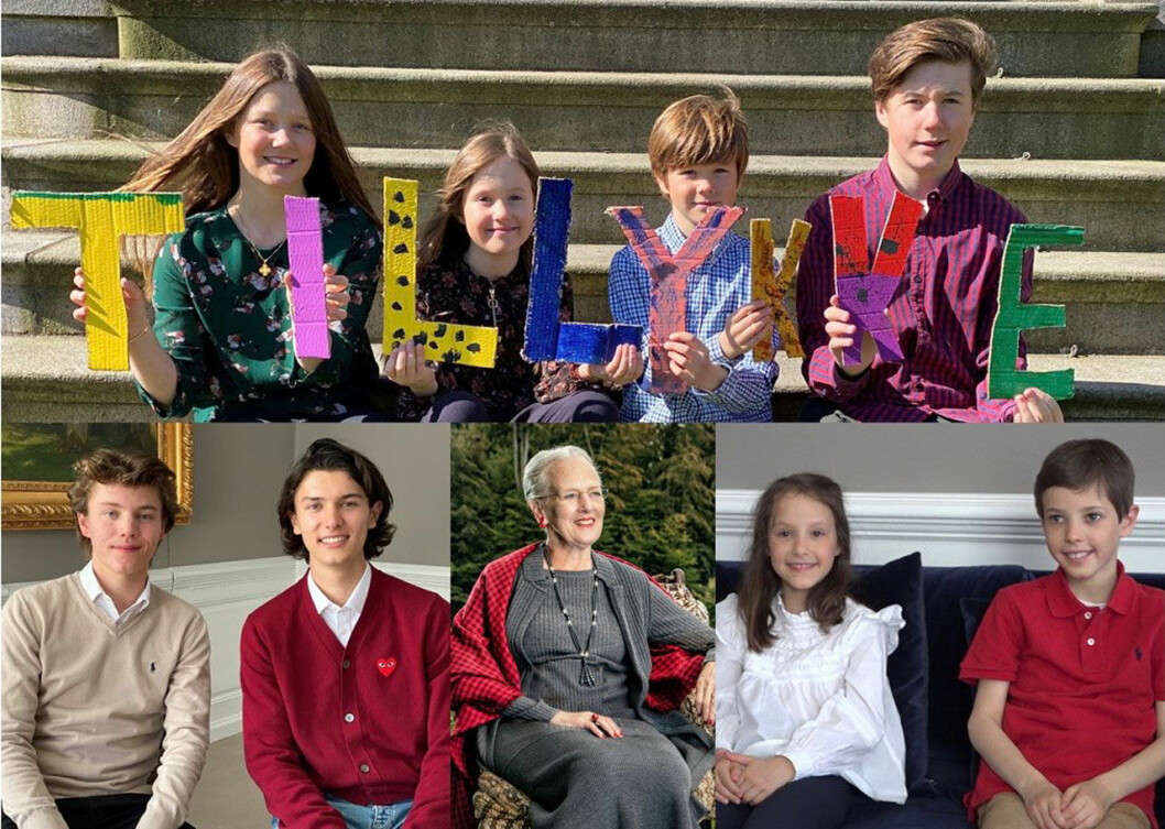 Fint när barnbarnen distans-firade Margrethe. barnbarnen firade Margrethe 80.