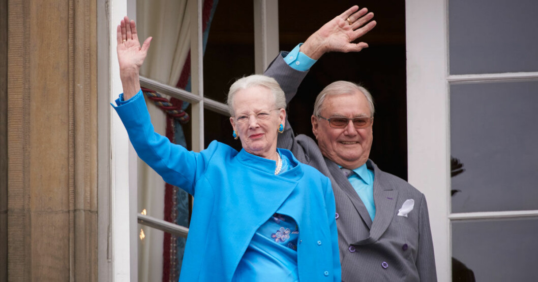 Drottning Margrethe under en födelsedag då prins Henrik fortfarande levde.