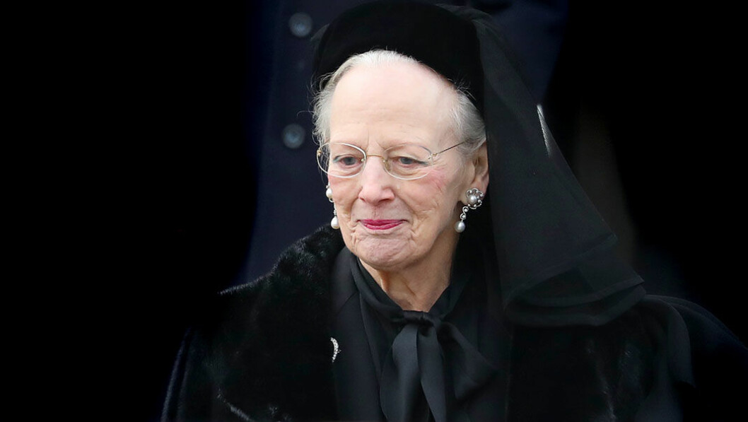 Drottning Margrethe under prins Henriks begravning. 