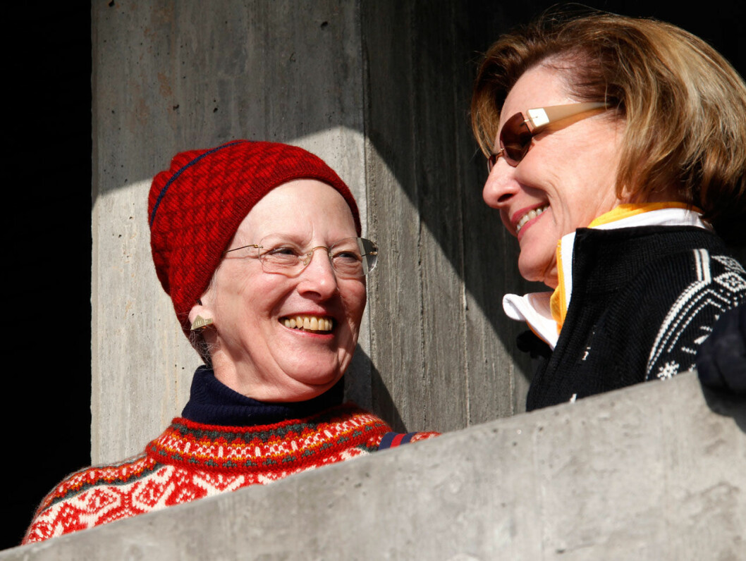 Margrethe och Sonja trivs alltid ihop. Drottning Margrethe och drottning Sonja.