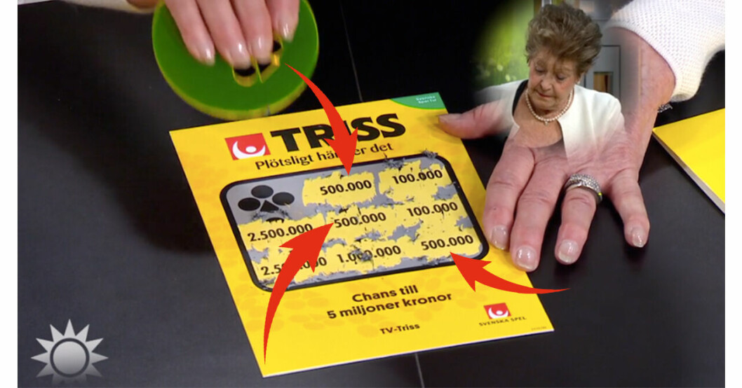 Här vinner Marianne en halv miljon kronor, men det förstår ingen... Trisskrapet i Nyhetsmorgon