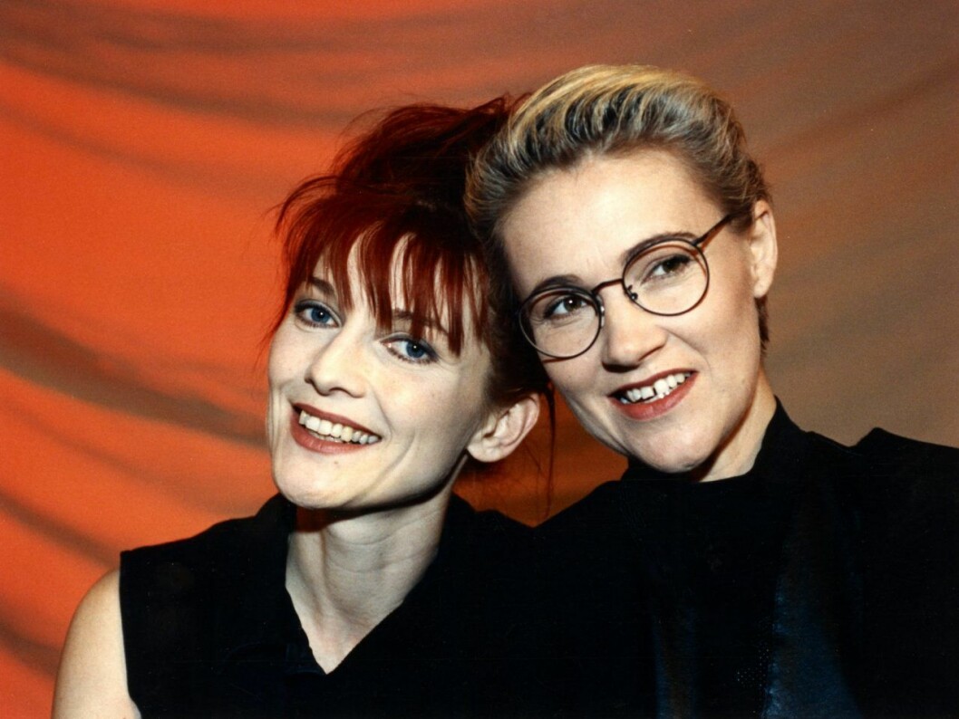 Musikerna Anne-Lie Rydé och Marie Fredriksson i samband nomineringarna till Grammisgalan för 1992 års bästa svenska musik.