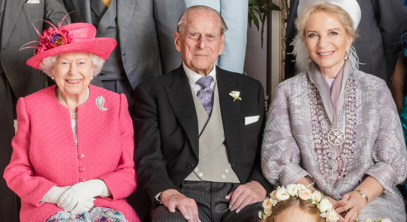 Prinsessan Marie Christine med drottning Elizabeth och prins Philip år 2019. Drottning Elizabeth Prins Philip Prinsessan Marie Christine