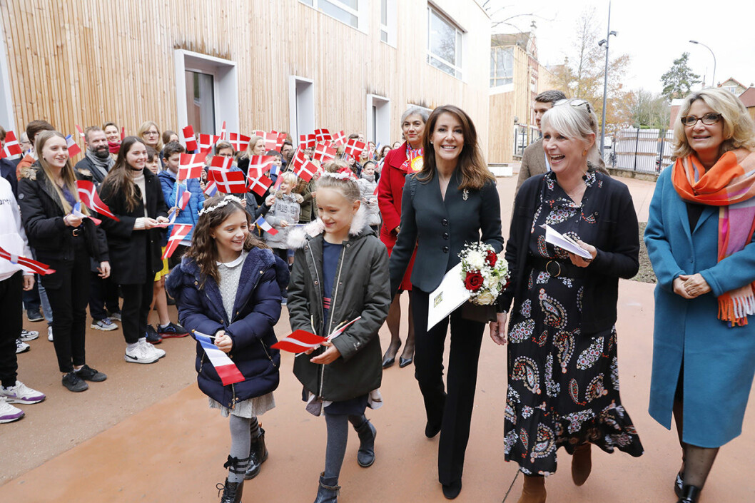Prinsessan Marie under besöket på den internationella skolan i Paris. Prinsessan Marie