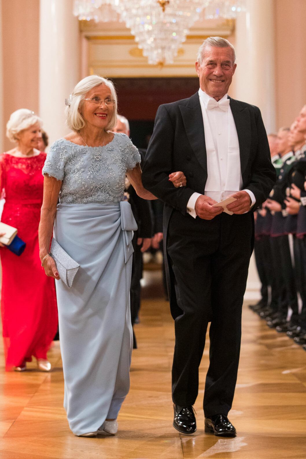 Mette-Marits mamma med sin Magnar på galafest hos norska kungafamiljen 2018. Marit Tjessem med sin livskamrat Magnar Alfred Fjeldvær, som nu har gått bort.