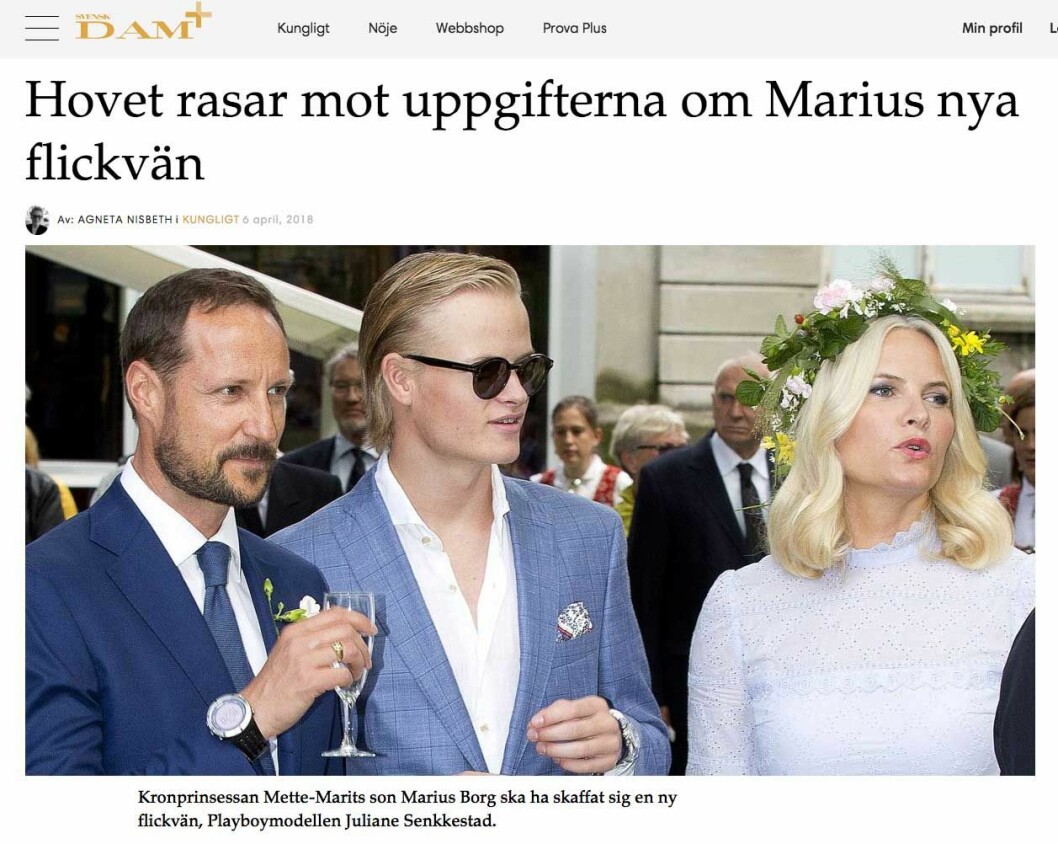 Hovet rasar mot uppgifterna om Marius nya flickvän