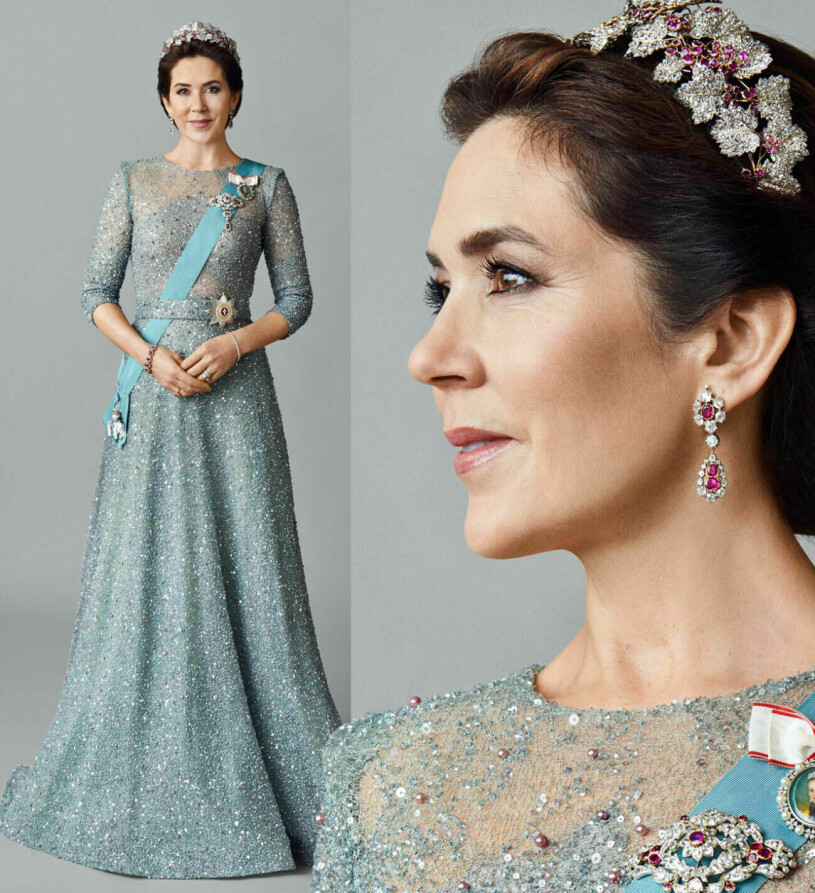 Danska kungahuset har släppt nya galaporträtt av kronprinsessan Mary. Foto: Hasse Nielsen/ Kongehuset© Kronprinsessan Mary galaporträtt
