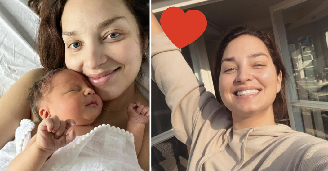 Matilda Boza myser med sonen Ben