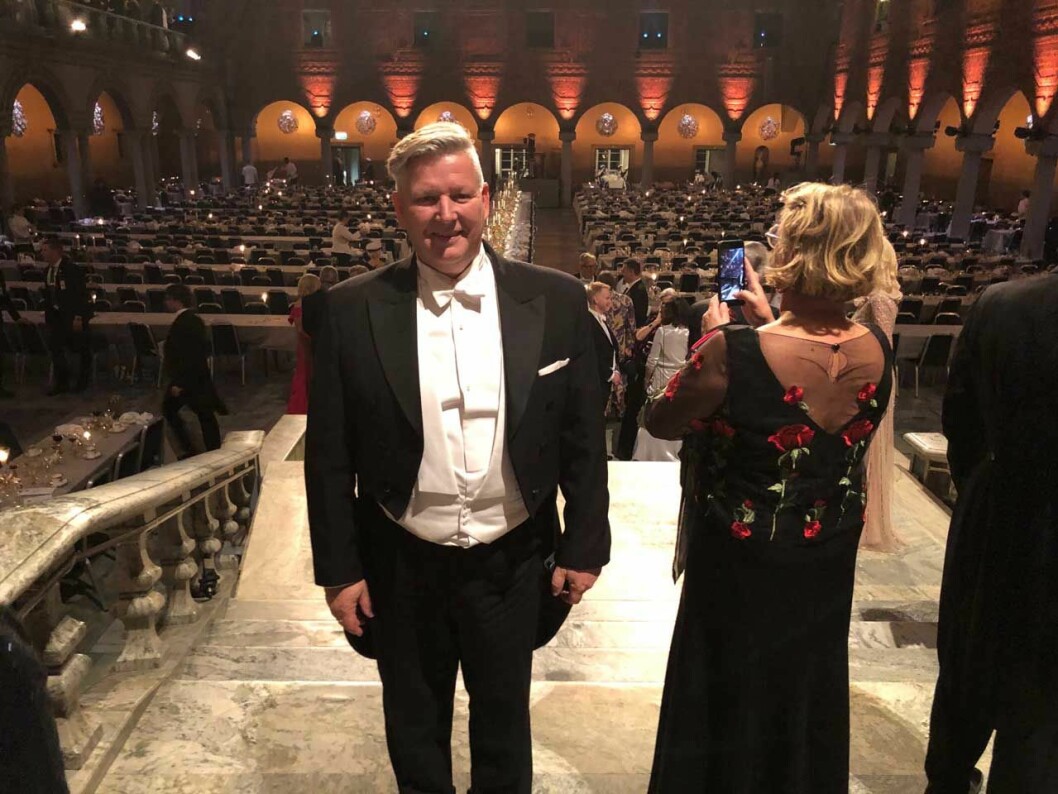 SVT:s expert Mats ”Etikettdoktorn” Danielsson inför Nobelbanketten i Blå hallen. Etikettdoktorn Mats Danielsson under Nobelfesten 2019.