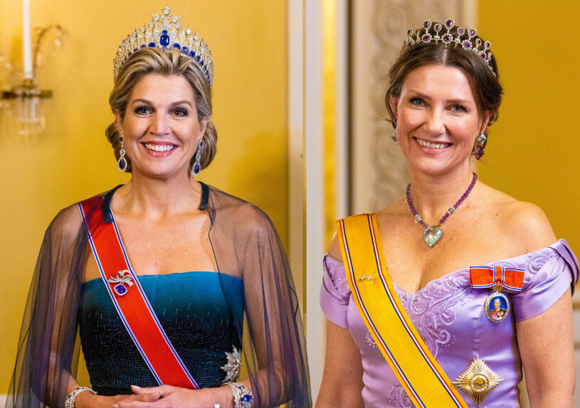 Máxima i sina safirer och Märtha Louise i Mette-Marits ametister. Drottning Máxima Prinsessan Märtha Louise Tiara